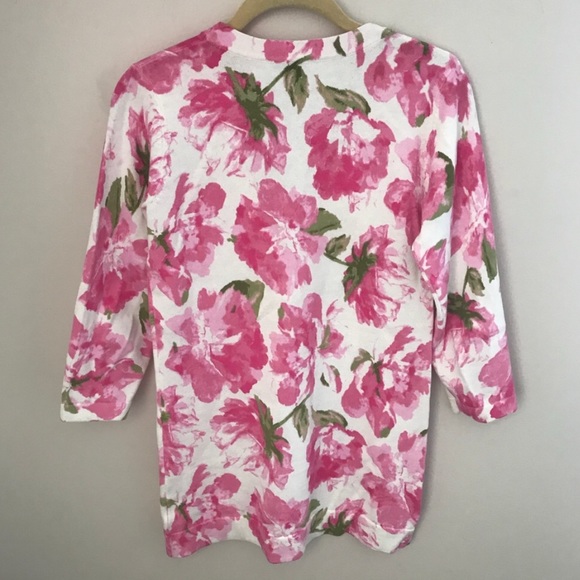 Isaac Mizrahi Floral Peony Flower Cardigan - Picture 2 of 10